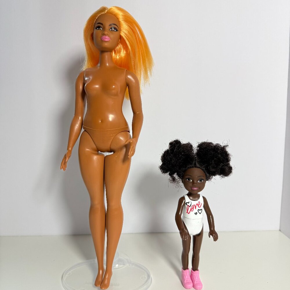 2 Barbie set - Barbie fashionista #161 and Barbie Chelsea Doll Dark hair curly